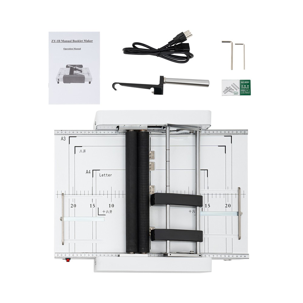 A3 Booklet Folding Binding Machine Paper Stapling Making Book Stapler w/ Staples