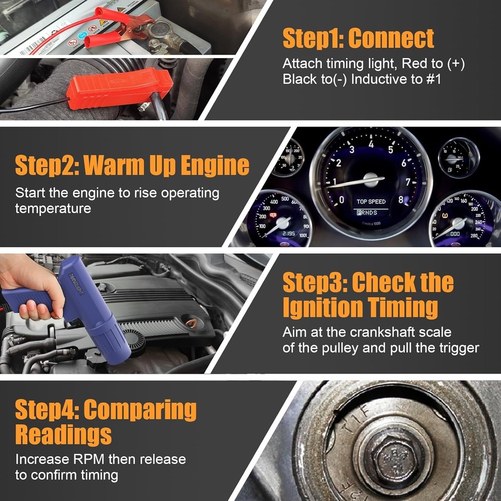 Adjustable Brightness Pro Ignition Timing Light with Strong Strobe Function