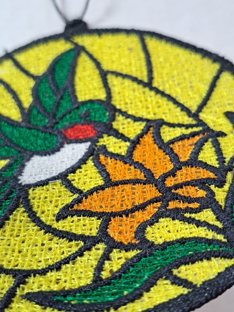 Embroidered Hummingbird Pattern Design Faux Suncatcher