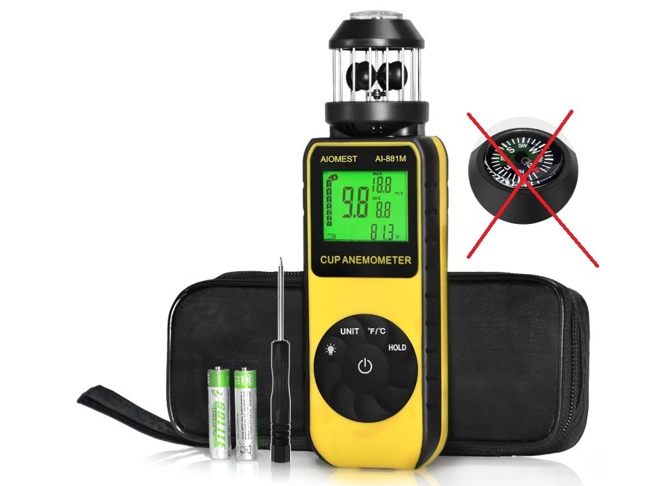 AIOMEST Handheld Wind Cup Anemometer *missing small manual compass**