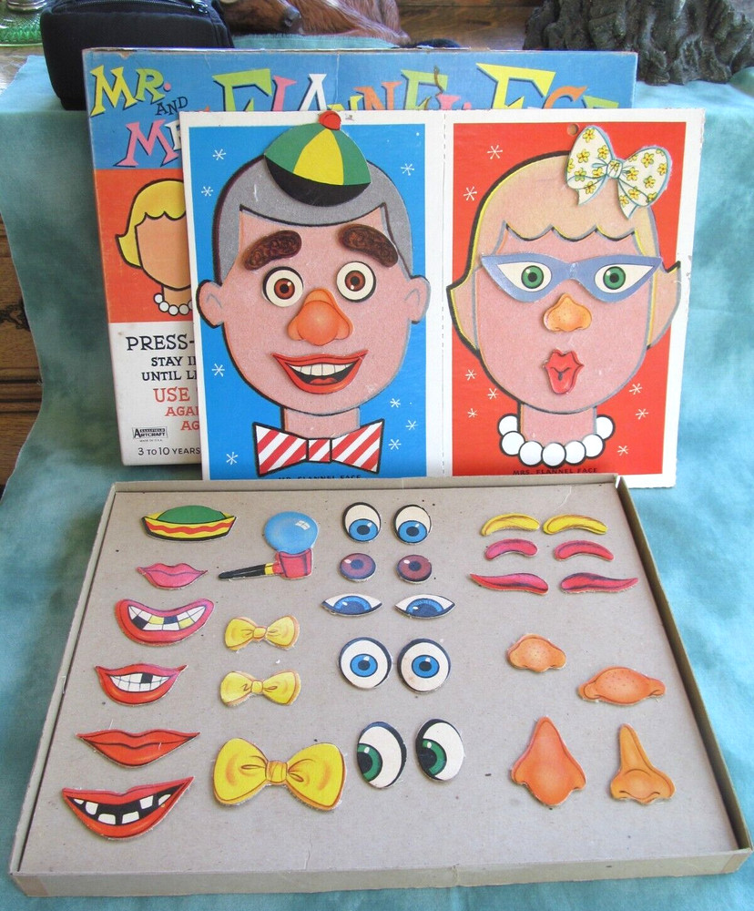 Mr. & Mrs. Flannel Face Board Game with Interchangeable Press-On Features 40 Pcs
