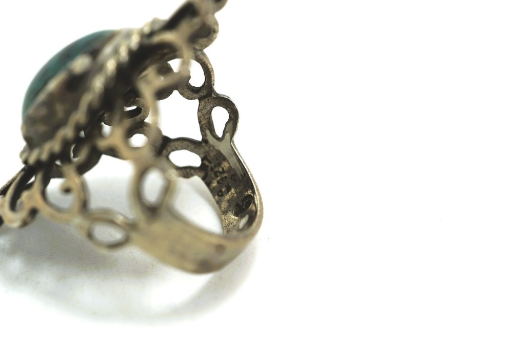 Vintage Mexico Sterling Silver & Chrysocolla Ring, Size 4 1/2