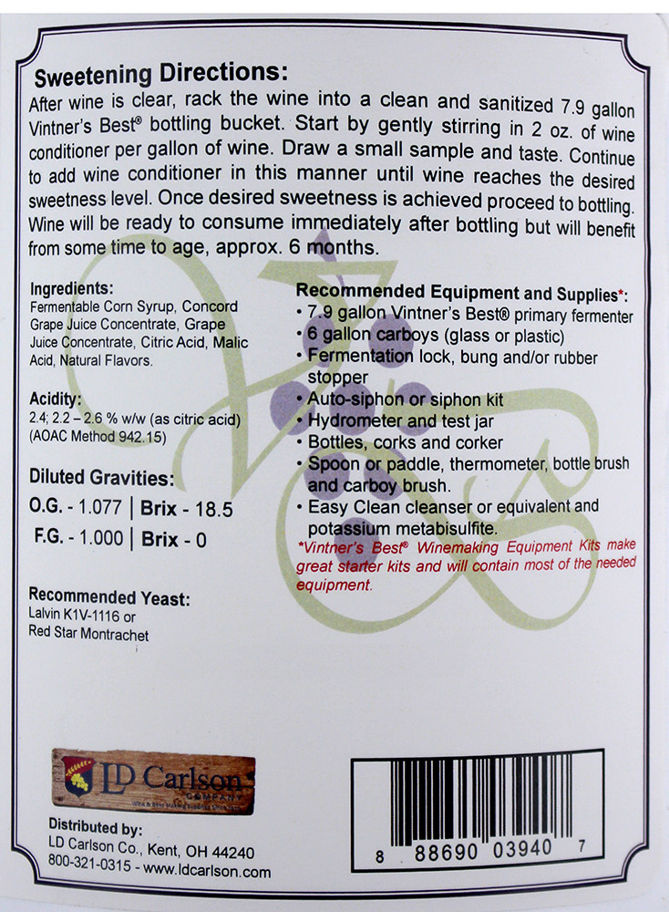 Vintner's Best Fruit Wine Base-Concord Grape for Home Wine Making 128 oz. Jug