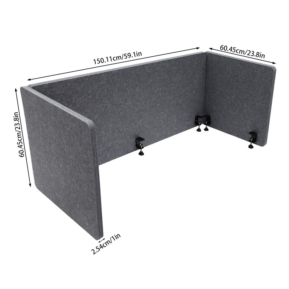Rectangle Office Partition Grey Desk Divider For Schools Desktop Privacy Panel