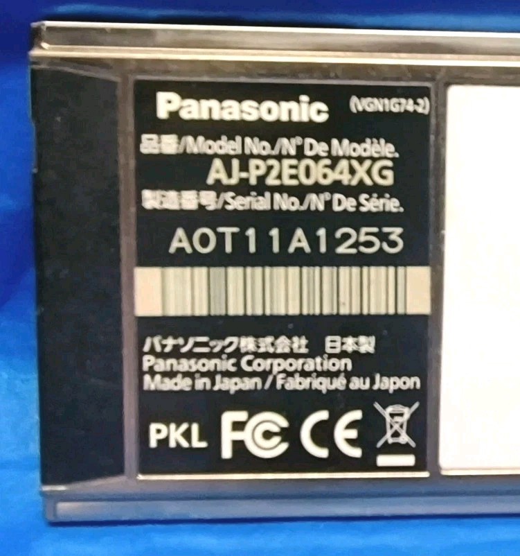 Panasonic P2 64GB E-Series Solid State Flash Memory Card AJ-P2E064XG TESTED!