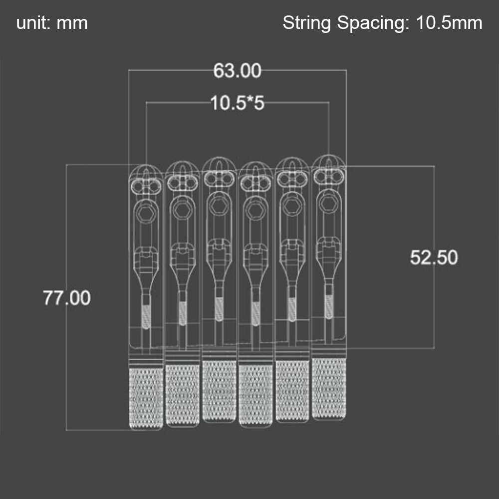 Set 6 String Headless Guitar Bridge & Brass String Lock
