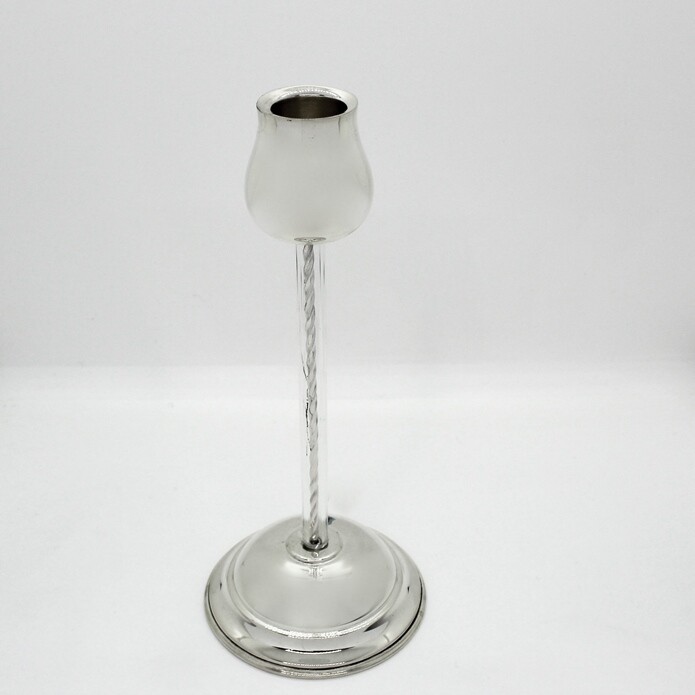 Tulip Style Silver One Flame High Candlestick