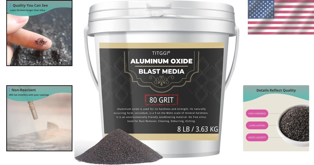 8 LBS Aluminum Oxide Blast Media - Durable 80 Grit Sand for Efficient Blasting