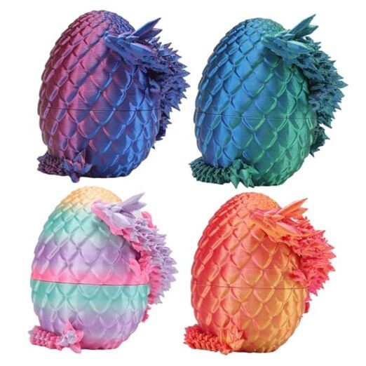 3D Printed Dragon Eggs, Mystery Crystal Dragon Egg for Easter Basket 4 Pack