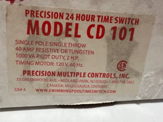Precision 24 Hour Time Switch CD 101 New Like Intermatic
