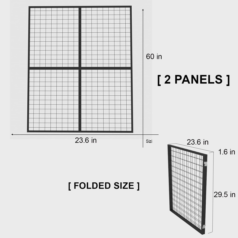2 PCS Foldable Grid Wall Panel Heavy Duty Gridwall Display Rack Detachable