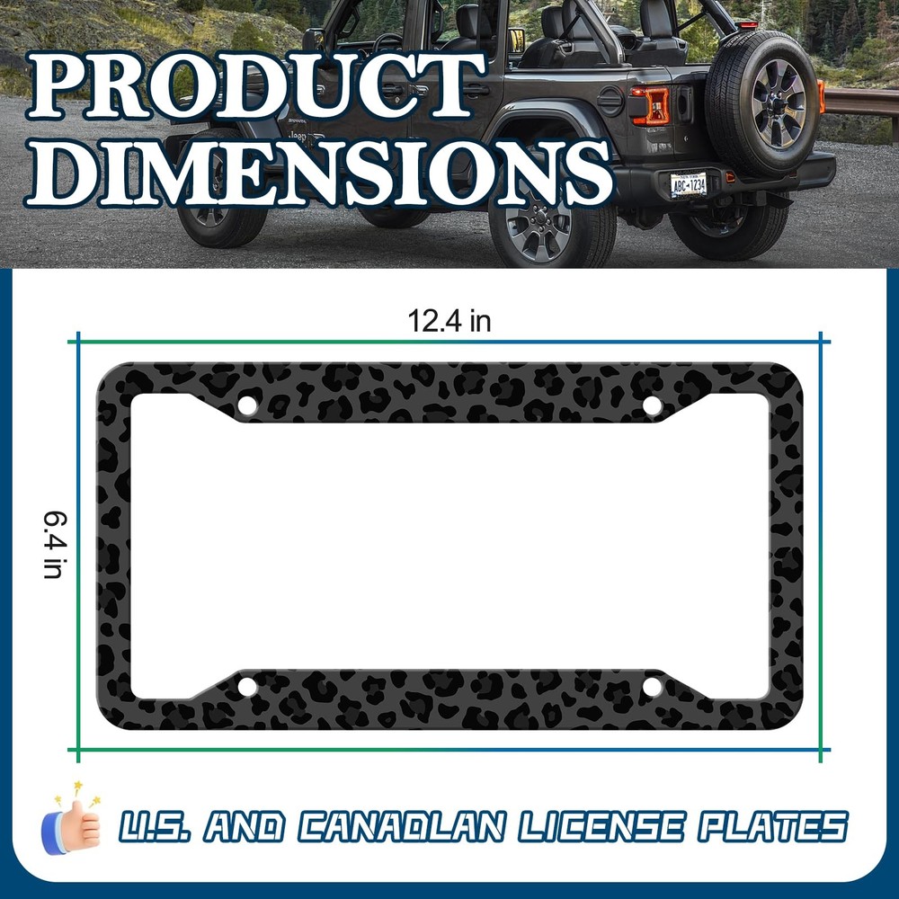 Black Leopard Print License Plate Frame -