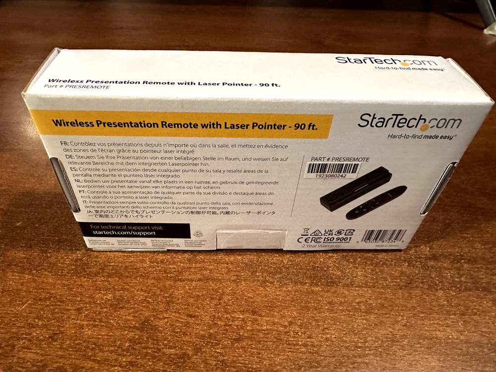 Wireless Presentation Remote with Red Laser Pointer - 90 ft. - PowerPoint Pre...