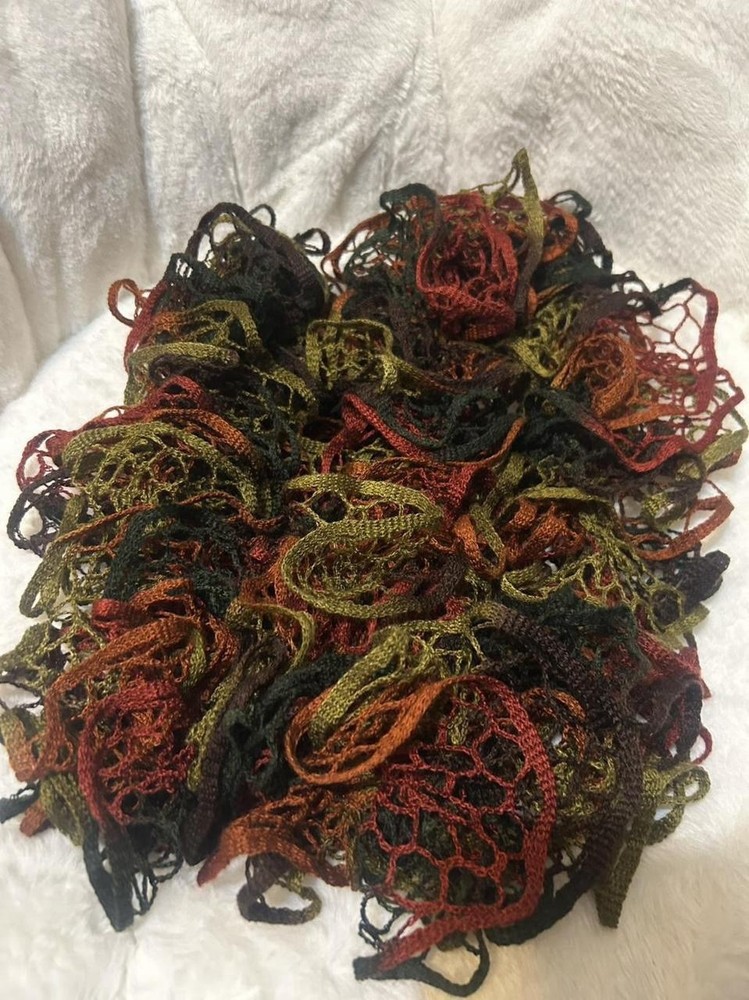 Ruffled Mesh Yarn Scarf Multicolor Autumn Colors