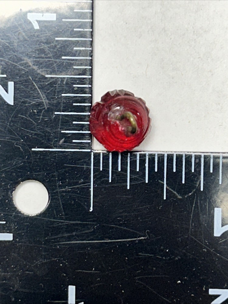 Victorian Czech Red Glass Sewing Button Spherical Linear Design