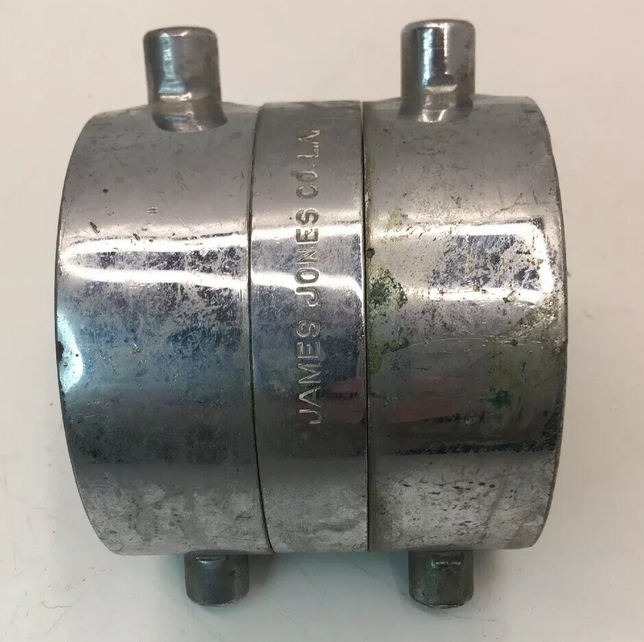 JAMES JONES CO. 2 1/2” FIRE HOSE COUPLING SOLID BRASS CROME CODING ATTACHMENT