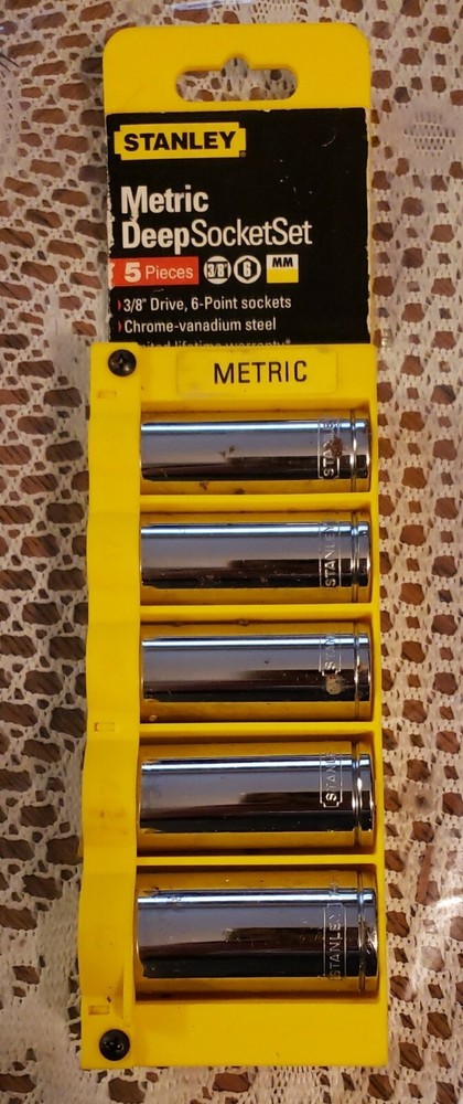 Stanley 3/8 metric 5 piece deep socket set - new*read*