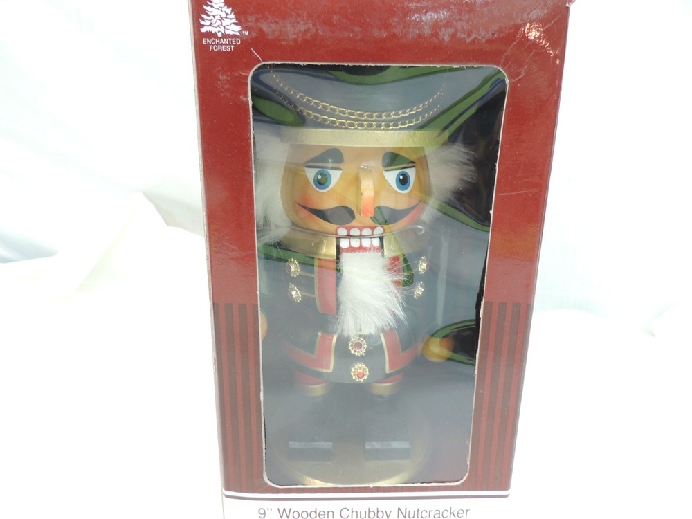 9" WOODEN CHUBBY NUTCRACKER, ENCHANTED FOREST
