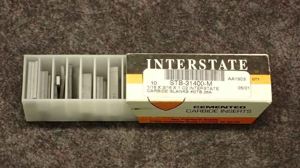 (12) INTERSTATE STB-26A 1/16" x 3/16" W x 1" L C2 Rectangular Carbide Blanks BN5
