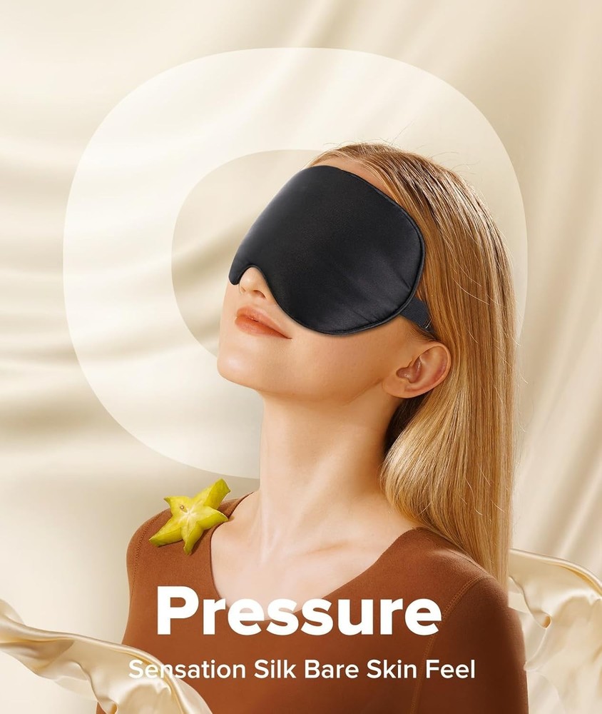 Silk Sleep Mask Light Blocking, LC-dolida Cooling Eye Mask for Sleeping Includes