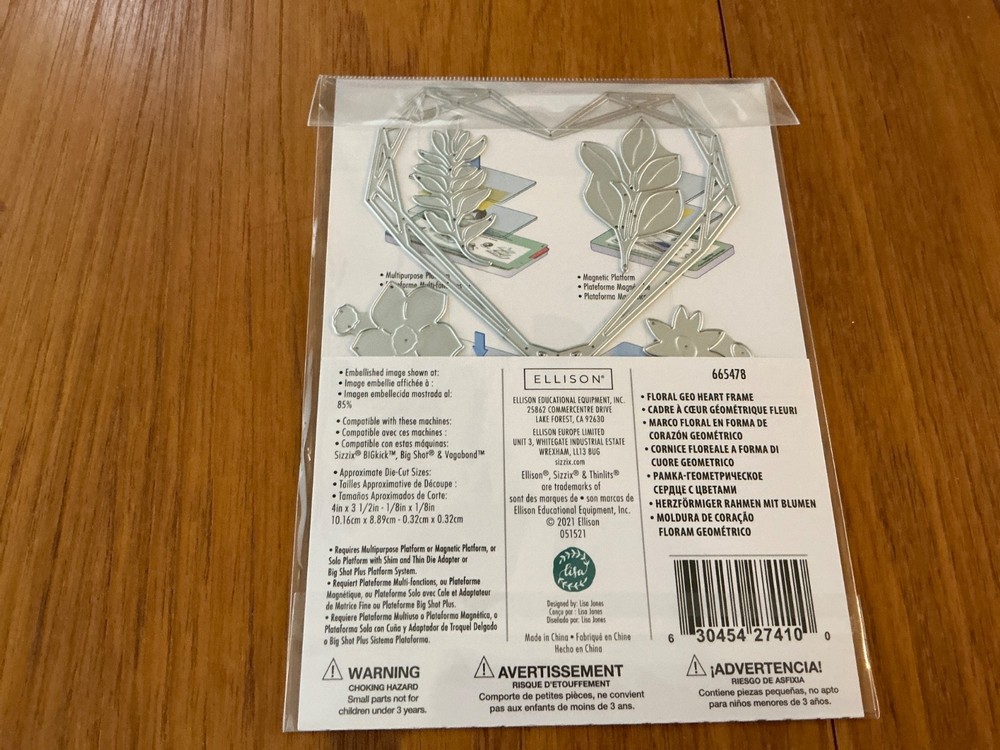 Sizzix Thinlits Floral Geo Heart Frame Die Set, #665478