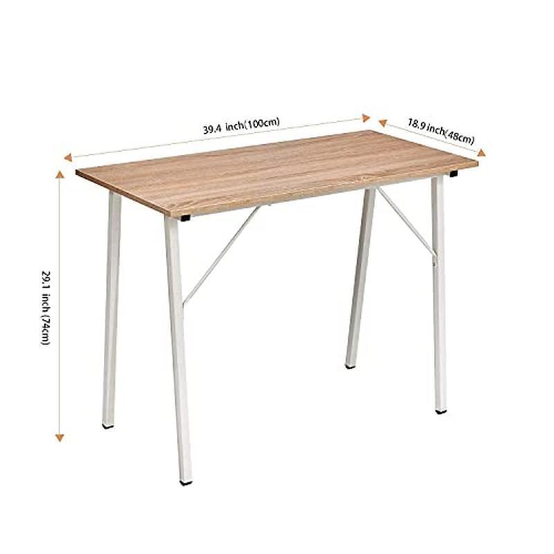 Small Computer Desk Modern Writing Table Sturdy Wood Metal Frame Space Saving US