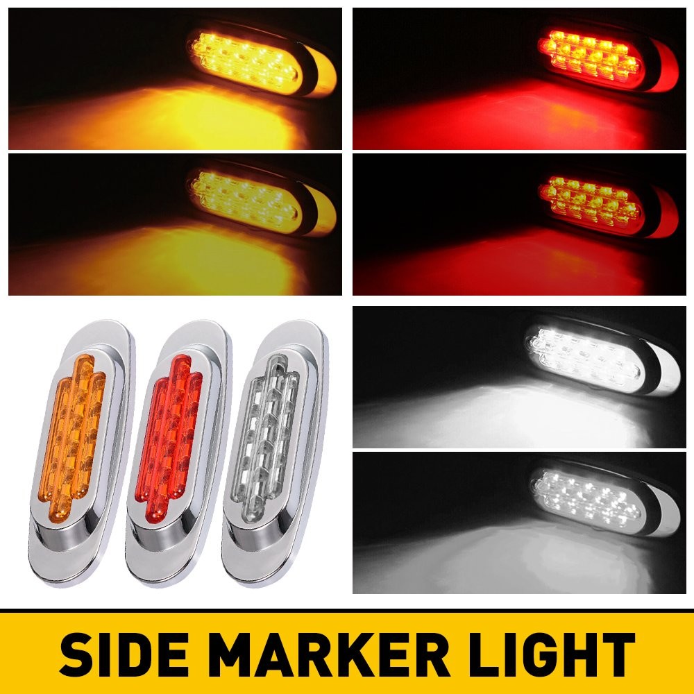 10X Marker Lights 6.5" LED Truck Trailer Oval Clearance Side Light Amber Red USA