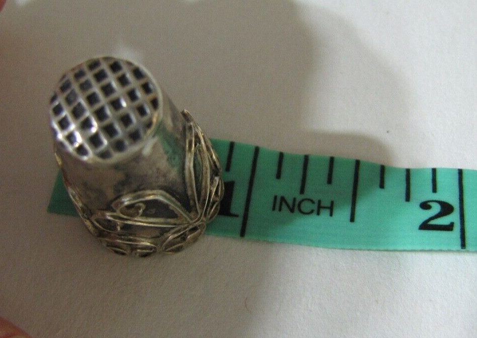 Vintage Taxco Sterling Silver Thimble Signed JMA Eagle Stamp Scroll Silver Work