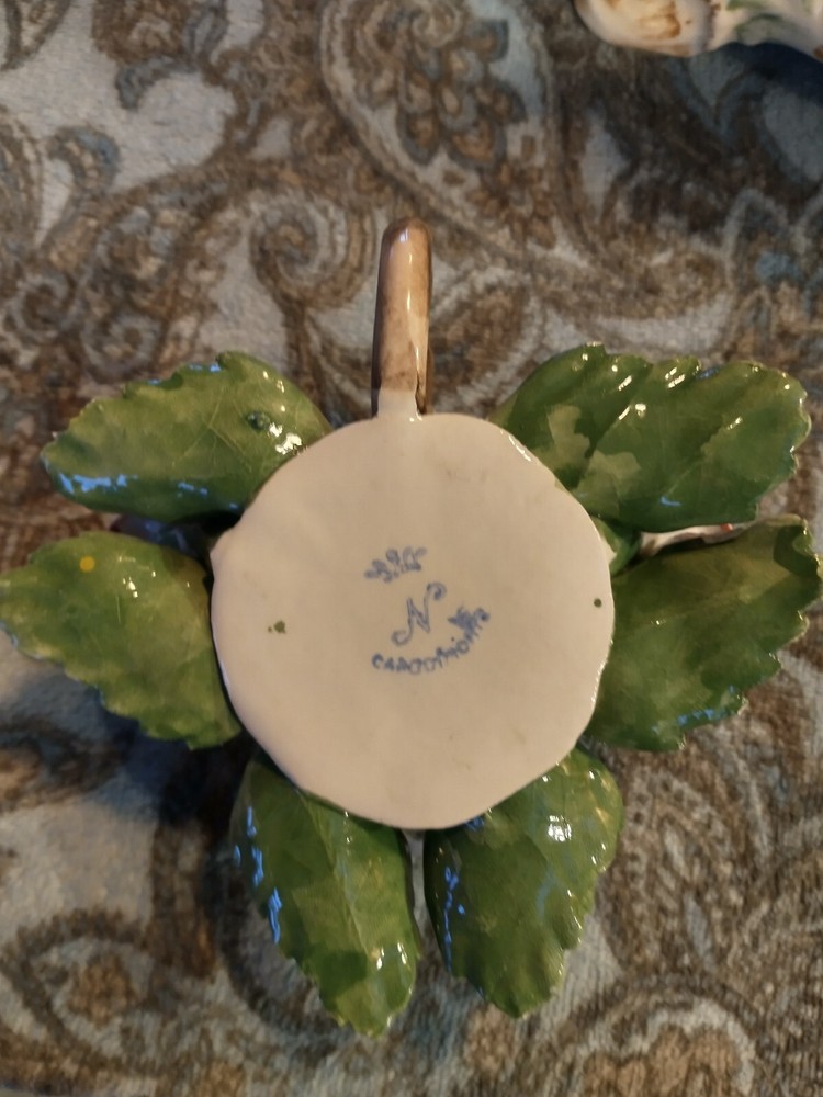 Capodimonte Flowered Bowl And Candlesticks