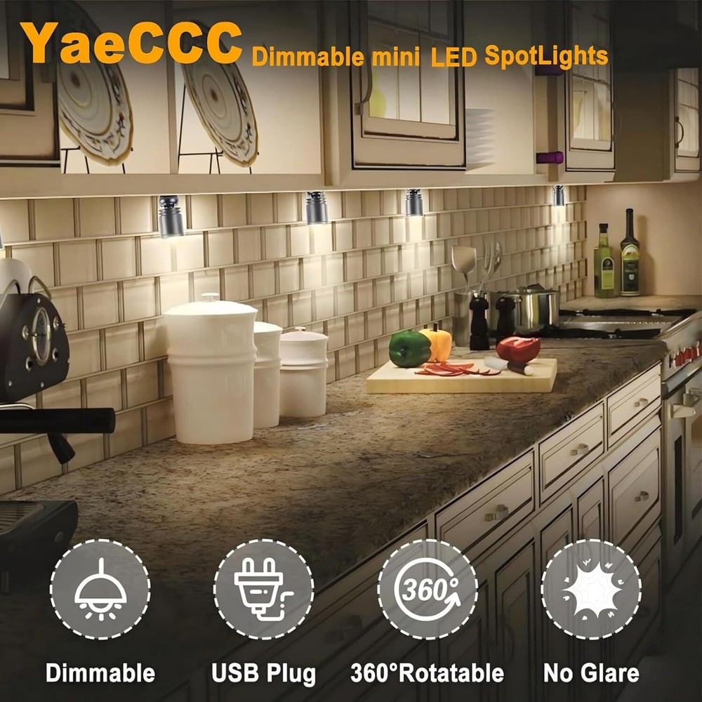 4/8Pack Dimmable LED Mini Spotlight for Display Cabinet Showcase Warm/Cold White