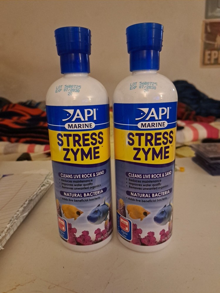 2 Api Marine Stress Zyme 16 Oz Bottles.Lot.