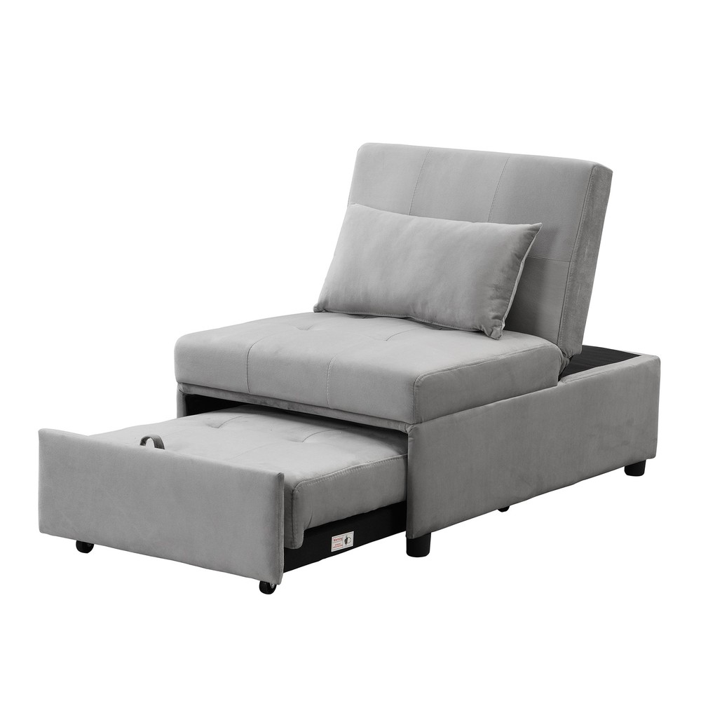 Folding Ottoman Sofa Bed Gray|Grey