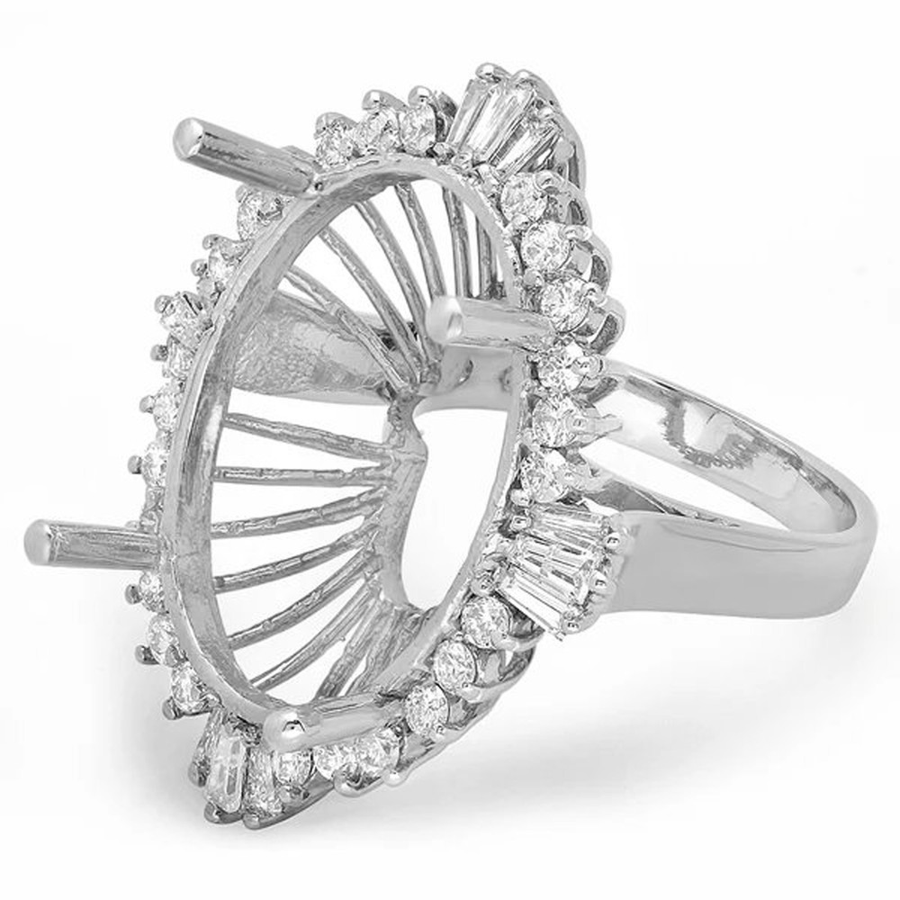 Oval 24x17mm Blank Ring Setting 925 Sterling Silver Semi Mount Ring