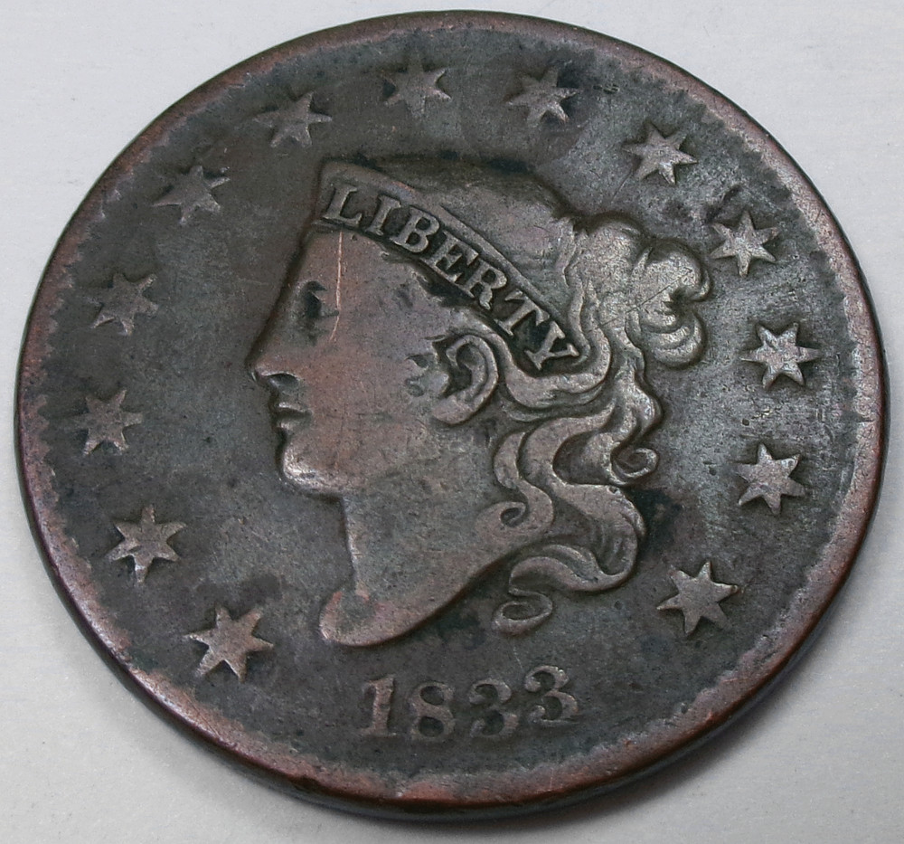 1833 Matron Head Large 1¢ Cent