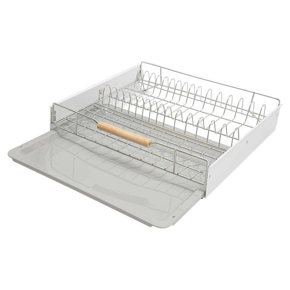 Modern Pull Out Drawer&Bottom-Mounted Slide Out Storage Shelf Silver, White New