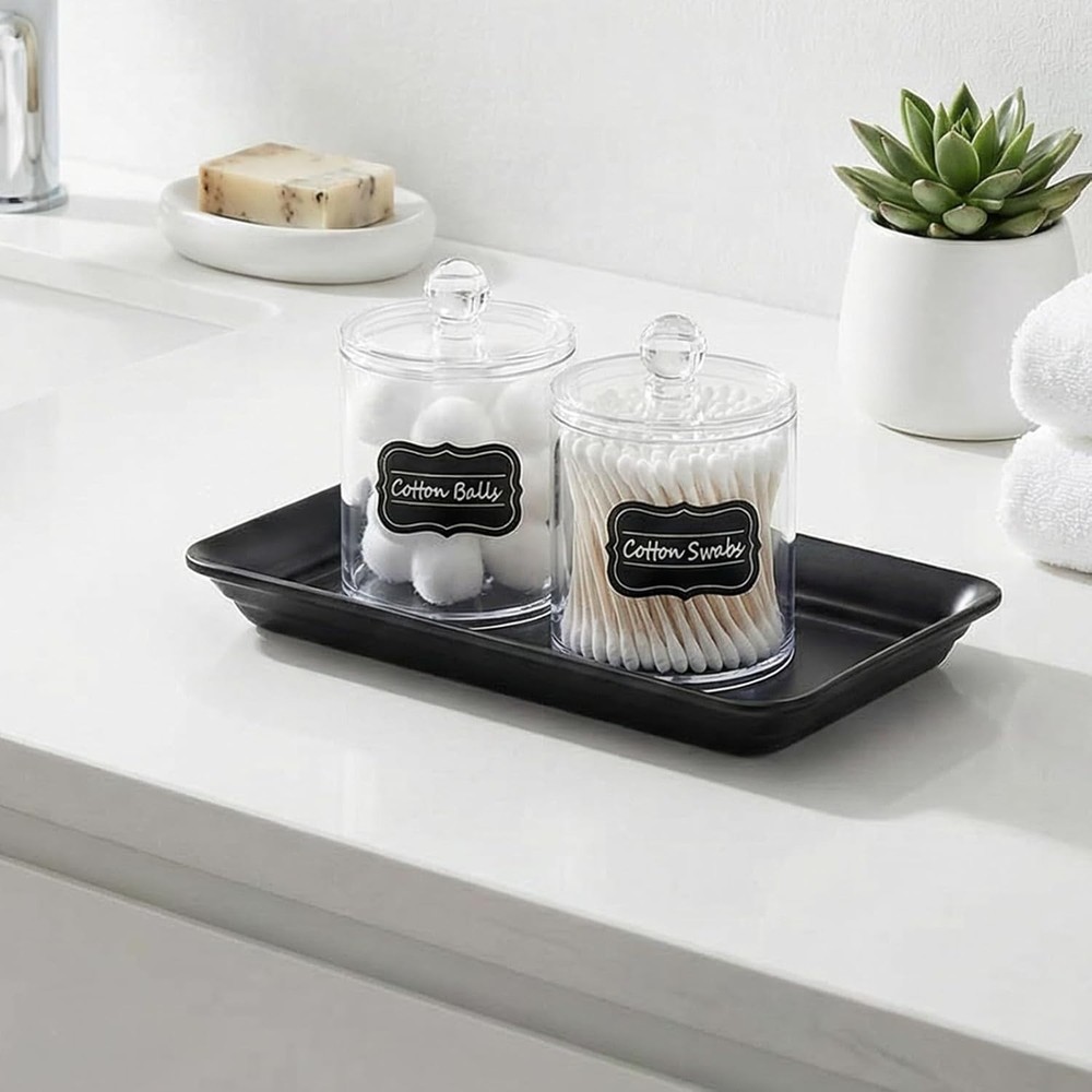 Versatile Acrylic Canisters with Labels - Perfect for Vanity or Kitchen Storage