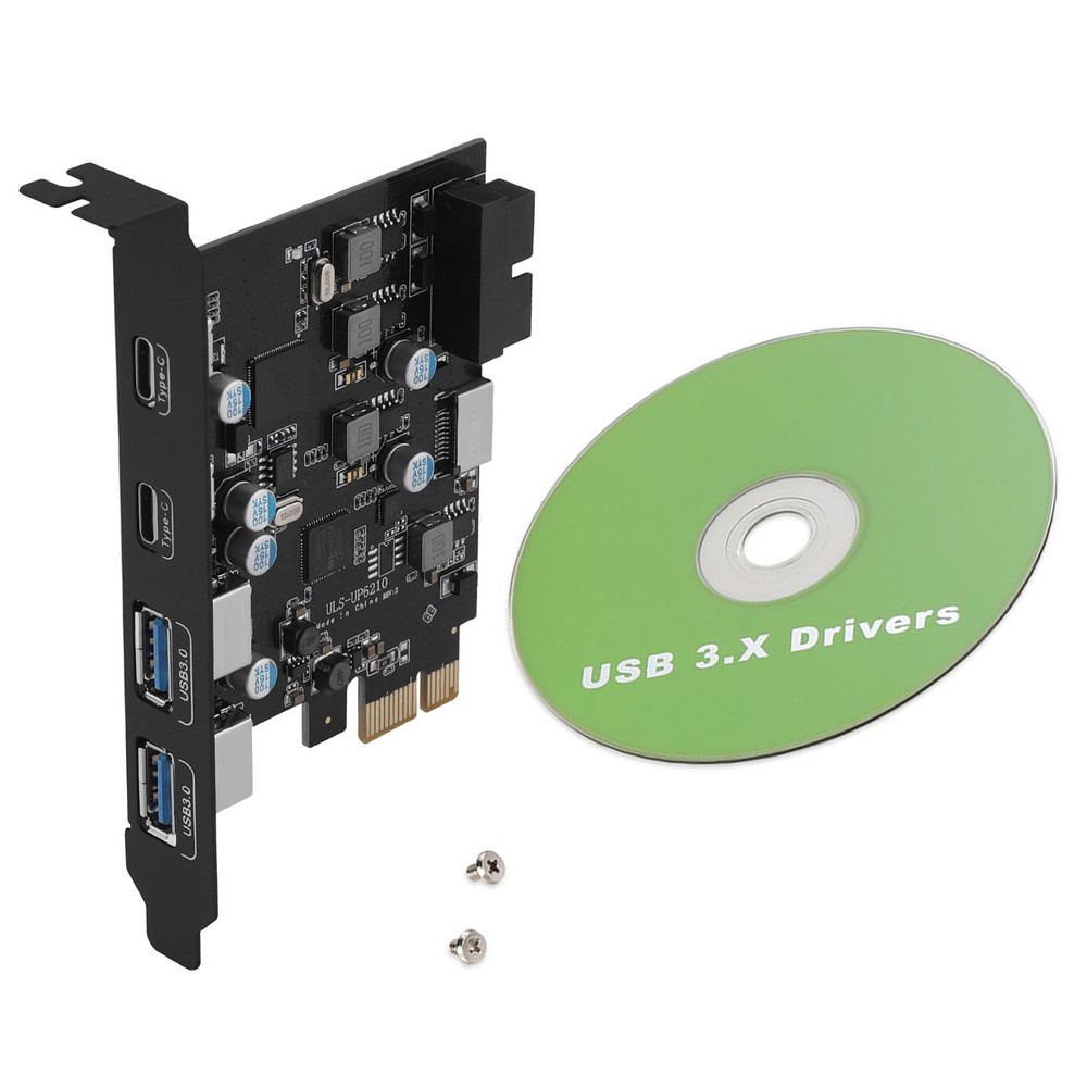 Plug-N-Play USB3.0 PCIe Expansion Card 2xUSB-C 2xUSB-A 5Gbps For Multi-OS