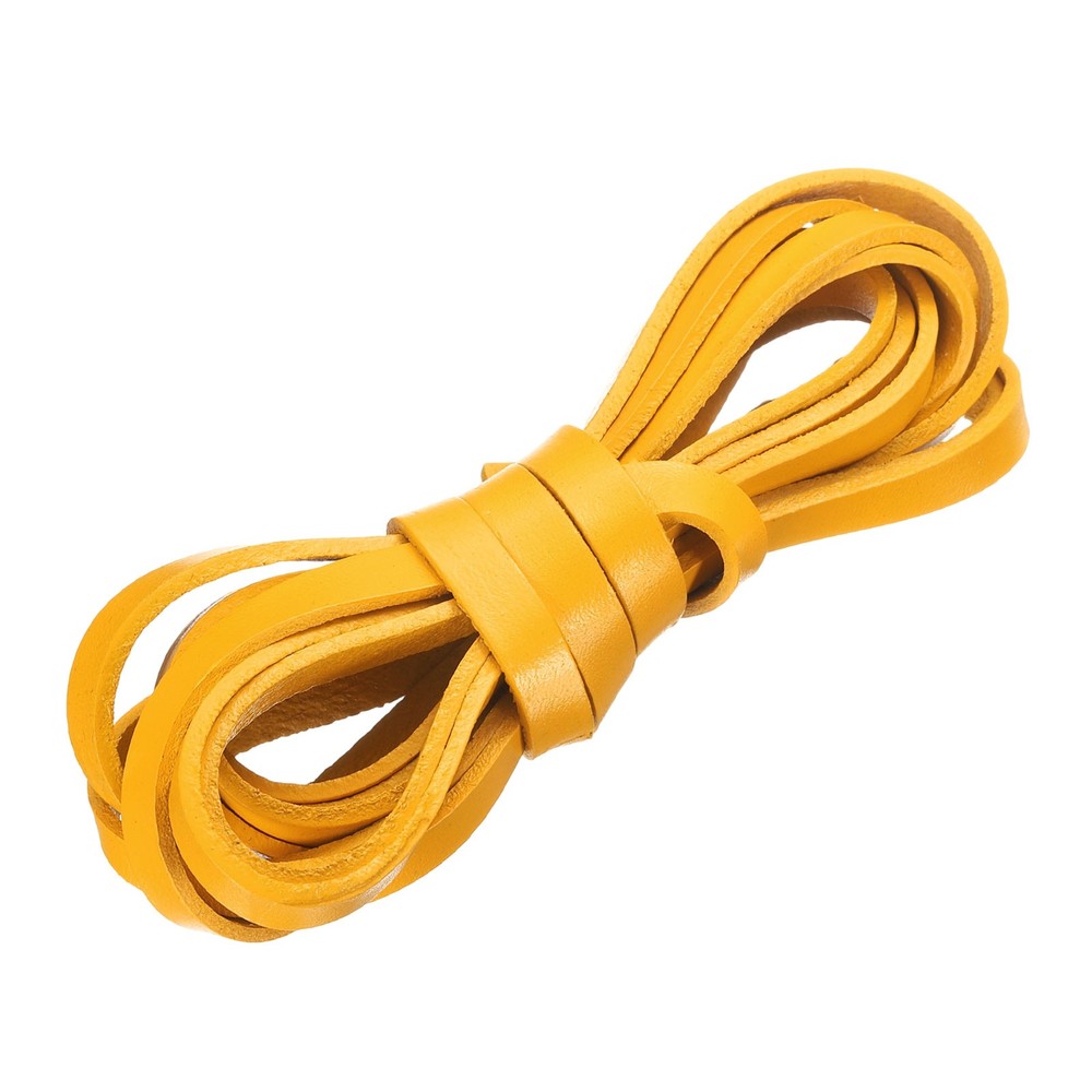 Flat Leather Cord, 3.3 Yard 8mm Leather String Strips for DIY Crafts Yellow