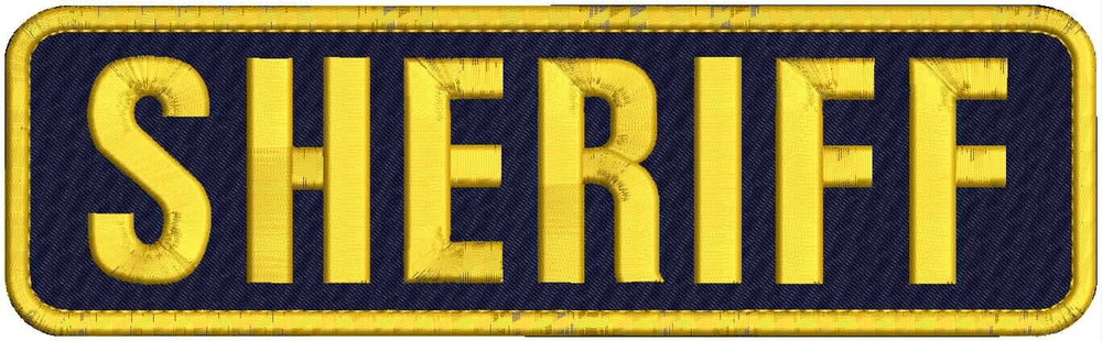 SHERIFF EMBROIDERY PATCH 3X11 HOOK ON BACK NAVY BLUE /GOLD