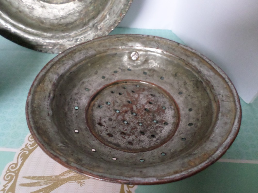 Set of 3 Strainers Colander Copper Wall Hanging with Loop Very Rustic