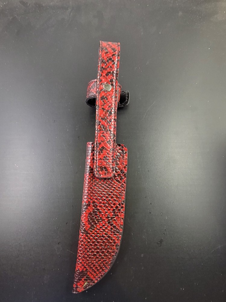 Buck Knives 119 Sheath Right Pull with Authentic FAUX RED PYTHON SKIN leather