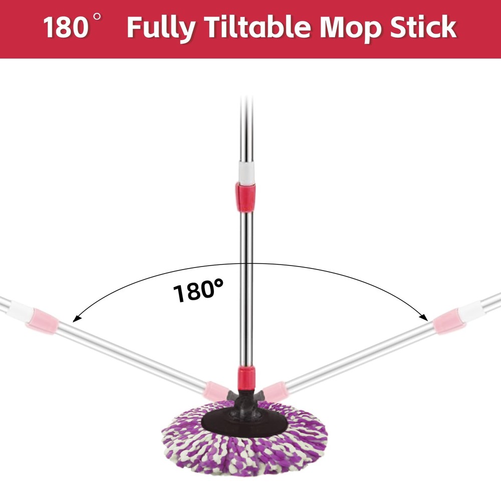 Spin Mop Handle 360 Degree Spin Mop Pole Handle Rotating Telescopic Stick for...