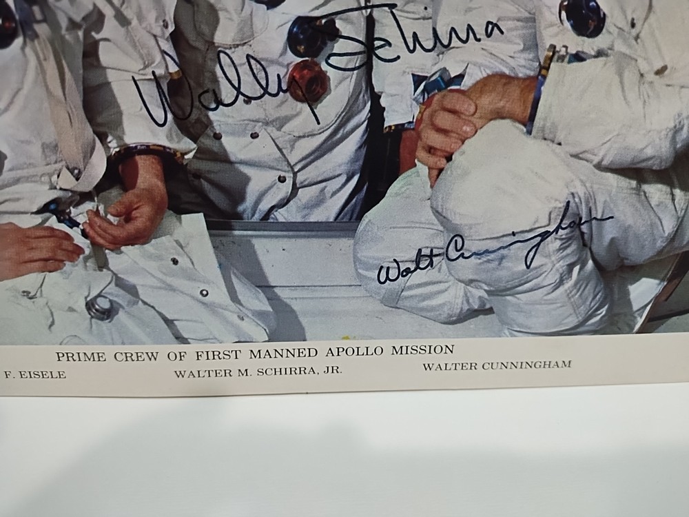 NASA APOLLO CREW LITHOGRAPH SIGNED By Eisele Schirra Cunningham Autographed