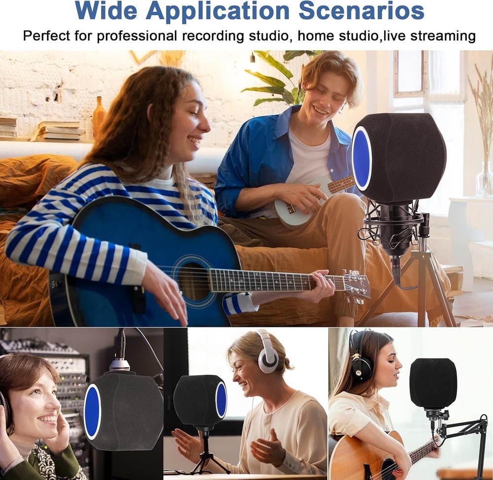 High-Density Foam Microphone Isolation Cover with Pop Filter for Studio Quality