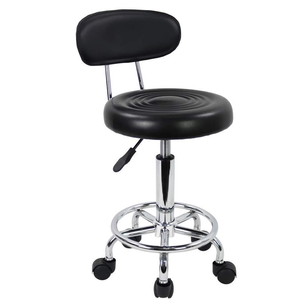 KKTONER PU Leather Modern Rolling Stool with Low Back Height Adjustable Work ...