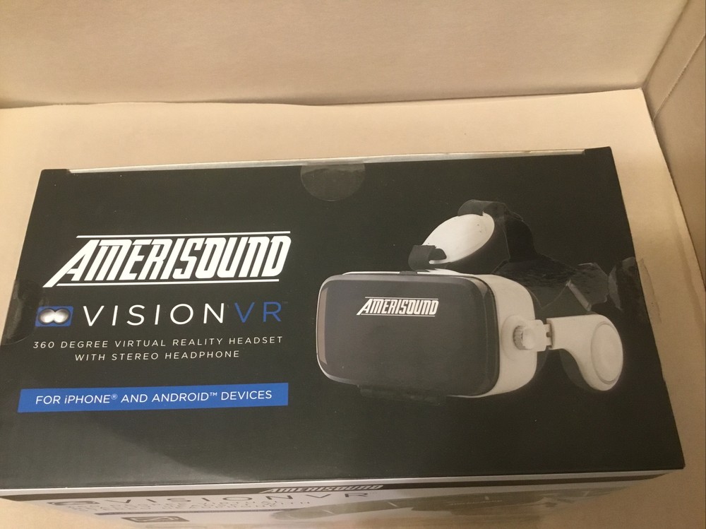 NEW Amerisound Vision VR Virtual Reality Headset Stereo Headphone IPhone Android