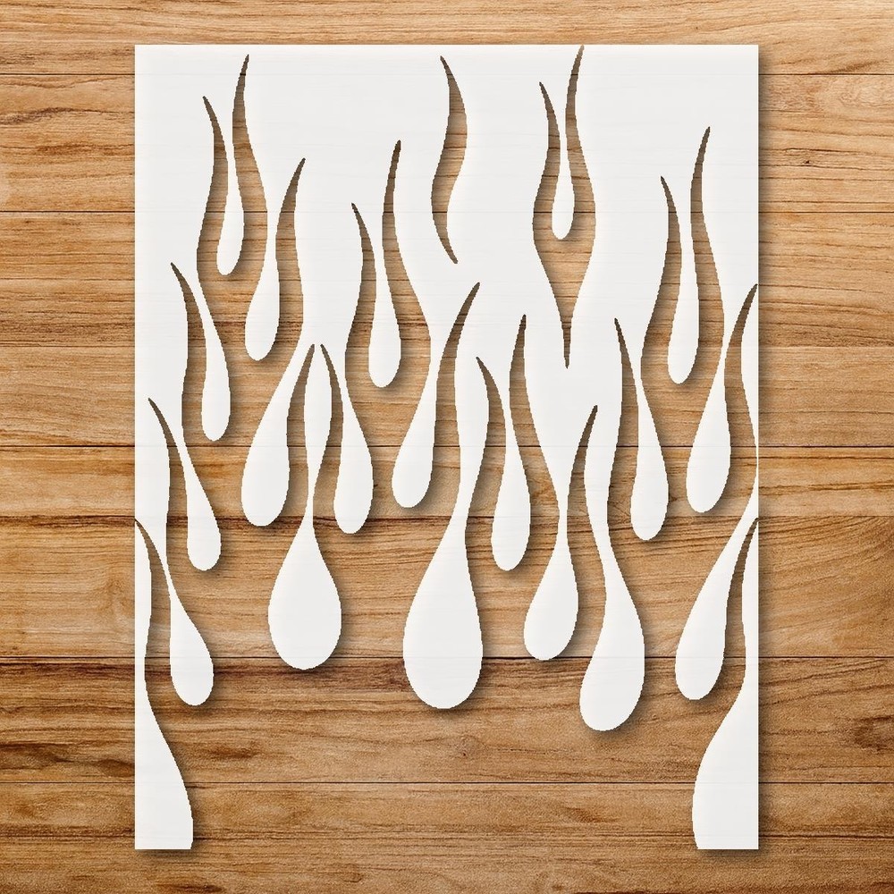 Flame Design Wall Art Reusable Plastic Stencil for Creative Projects - Stenci…