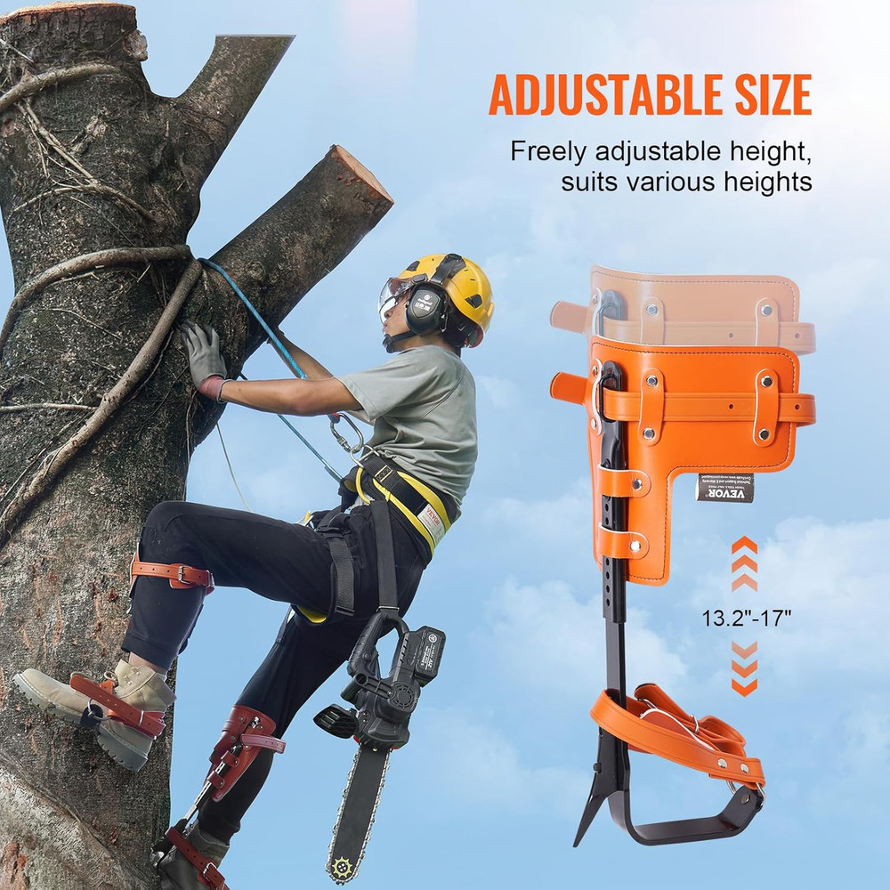 Tree Climbing Spikes Set, 1 Pair Height-Adjustable Climbing Spurs with Security