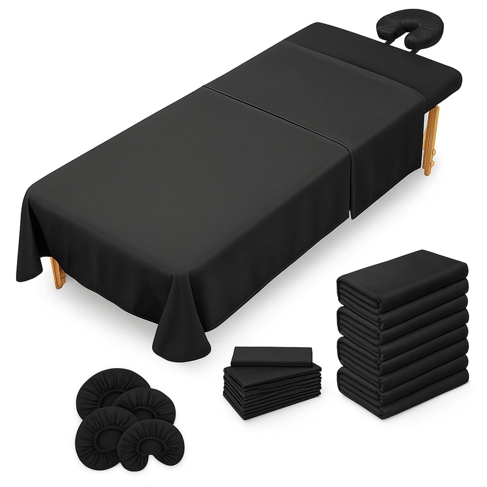 Massage Table Sheets Set – 3 Piece 4 Set, Microfiber Spa Bed Sheets, Cotton-F...