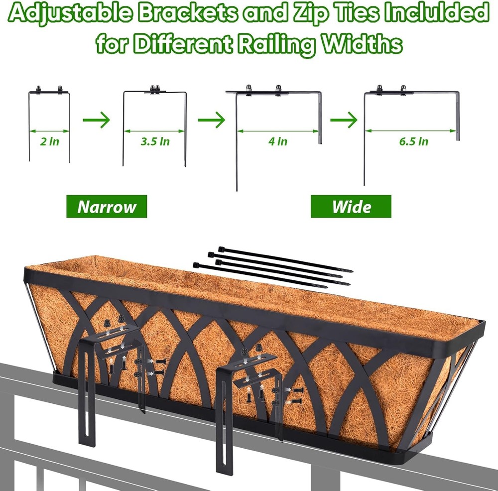 Deck Railing Planter Window Box 3 Pack 24 Inch Deck Balcony Rail Planter W/